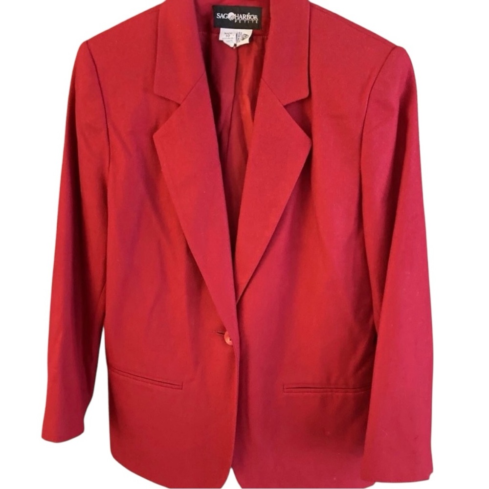 Vintage Sag Harbor Petite Vibrant Red Women's Blazer - Picture 6 of 16